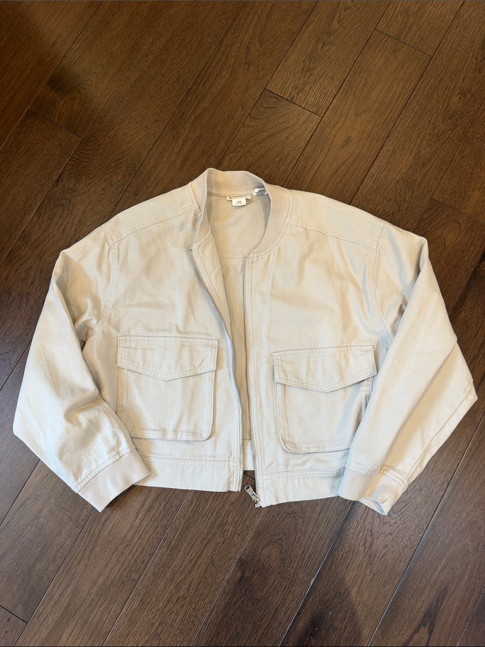 Nicole Miller NYC Lightweight Khaki Bomber Jacket Size Large - C73-033